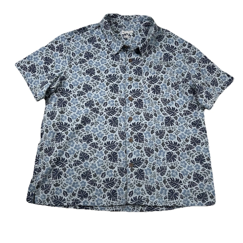 Duluth Trading Shirt Mens 2xl Floral Camp Un-Longtail Standard Fit Hawaiian